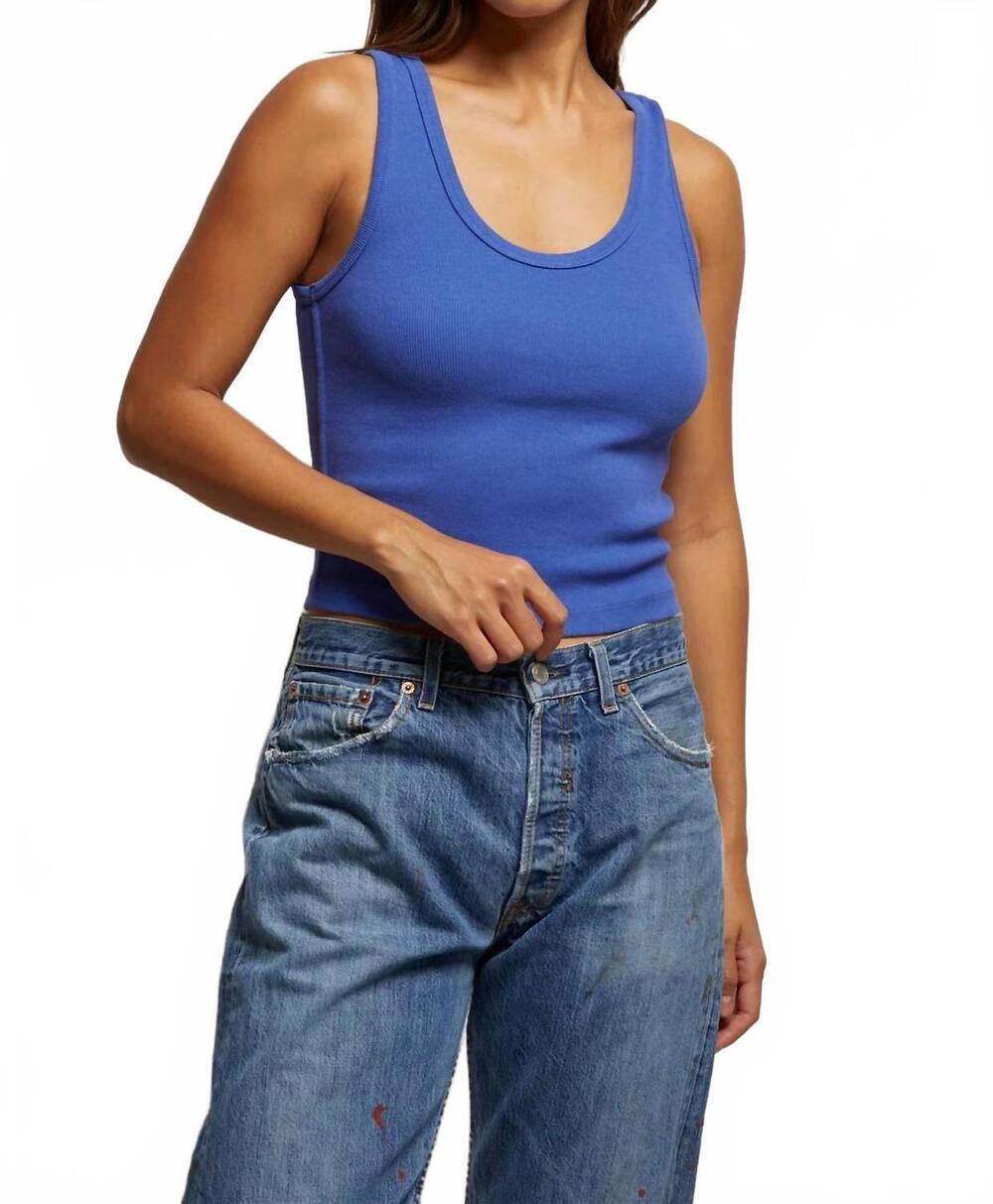 NEW PERFECTWHITETEE women's blondie structured tank top in blue